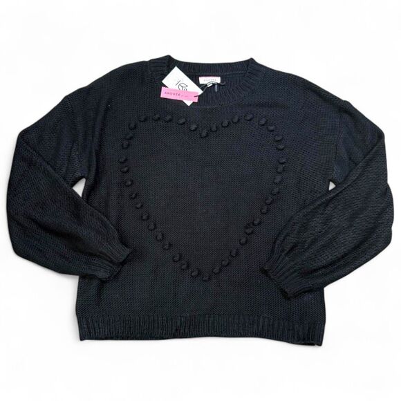 ANDREE' By Unit Pom Pom Heart Black Sweater, NEW WITH TAGS! Size 2XL - Picture 3 of 11